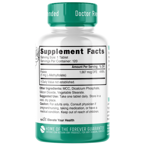 Nutri Methylfolate (5-MTHF) 1 mg – 120 Count