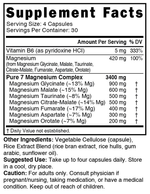 Nutri Magnesium Pure 7 Complex 420 mg – 120 Count