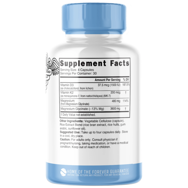 Nutri D3 & K2 Magnesium Glycinate (High Absorption) 480 mg – 120 Count