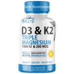 Nutri D3 & K2 Triple Magnesium (Glycinate, Malate, Taurinate) 420 mg – 120 Count