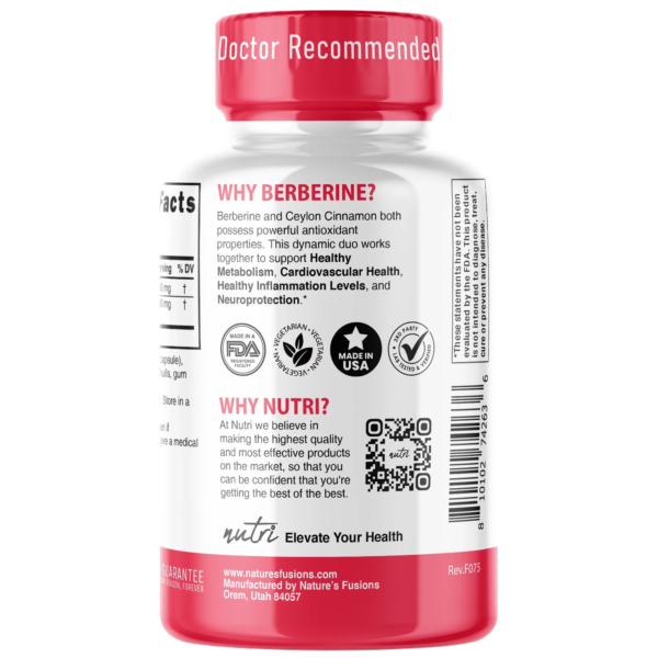Nutri Berberine+ with Cinnamon Ceylon 1300 mg – 120 Count