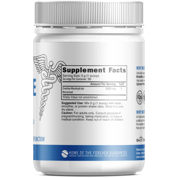 Nutri Creatine 5000 mg Unflavored Powder – 500 g Tub