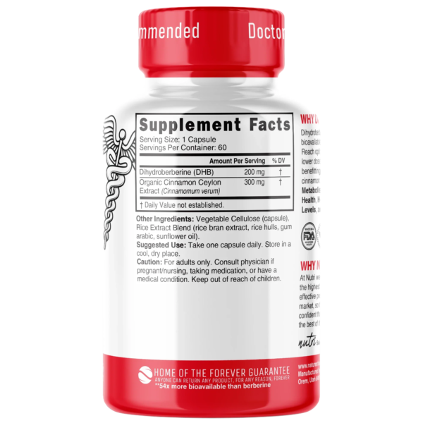 Nutri Dihydroberberine with Ceylon Cinnamon 200 mg – 60 Count
