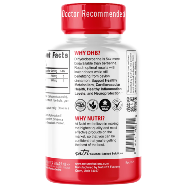 Nutri Dihydroberberine with Ceylon Cinnamon 200 mg – 60 Count