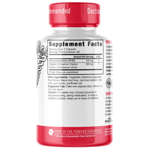 Nutri Dihydroberberine with Ceylon Cinnamon 100 mg – 60 Count