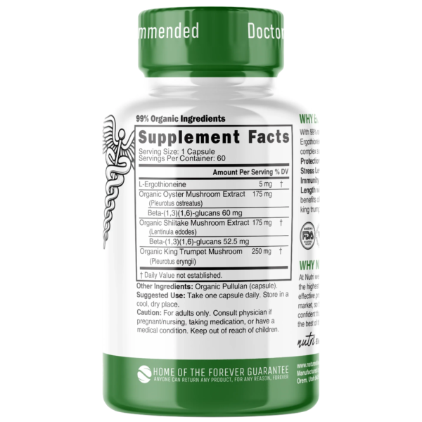 Nutri Ergothioneine Mushroom Complex 5/600 mg – 60 Count