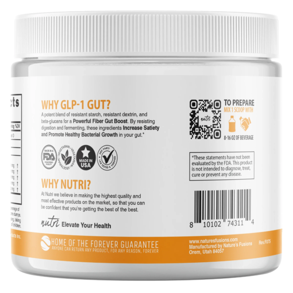 Nutri GLP-1 Gut Support Fiber Boost (7 g serving) Unflavored Tub 255 g