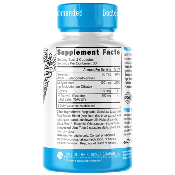 Nutri GlyNACET 100 mg 1050/100 mg – 60 Count