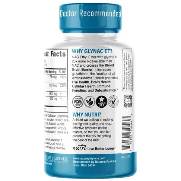 Nutri GlyNACET 375 mg Extra Strength 1800/375 mg – 60 Count