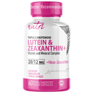 Nutri Lutein, Zeaxanthin & Mesozeaxanthin Vision Complex with Zinc 20/12 mg – 60 Count