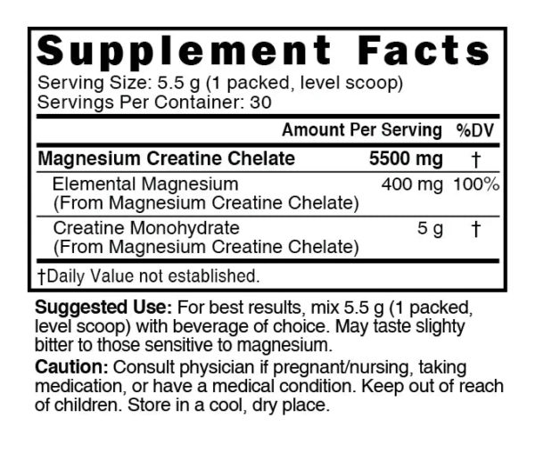 Nutri Magnesium Creatine 400 mg / 5 g Unflavored Powder – 165 g Tub