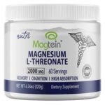 Nutri Magtein Magnesium L-Threonate 2000 mg Unflavored Powder – 120 g Tub