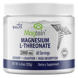 Nutri Magtein Magnesium L-Threonate 2000 mg Unflavored Powder – 120 g Tub