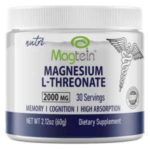Nutri Magtein Magnesium L-Threonate 2000 mg Unflavored Powder – 60 g Tub