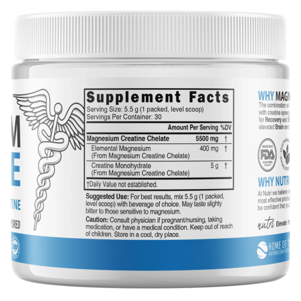 Nutri Magnesium Creatine 400 mg / 5 g Unflavored Powder – 165 g Tub