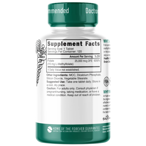 Nutri Methylfolate (5-MTHF) 15 mg – 120 Count
