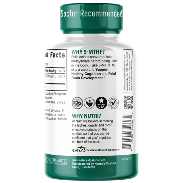 Nutri Methylfolate (5-MTHF) 15 mg – 120 Count