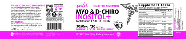 Nutri Myo & D-Chiro Inositol Plus Complex 2050 mg Unflavored Powder – 265 g Tub