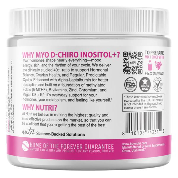 Nutri Myo & D-Chiro Inositol Plus Complex 2050 mg Unflavored Powder – 265 g Tub