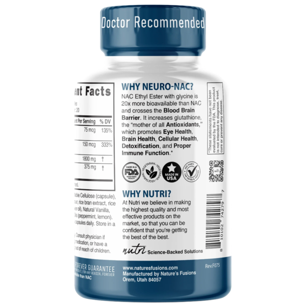 Nutri Neuro-NAC 375 mg Extra Strength 1800/375 mg – 60 Count
