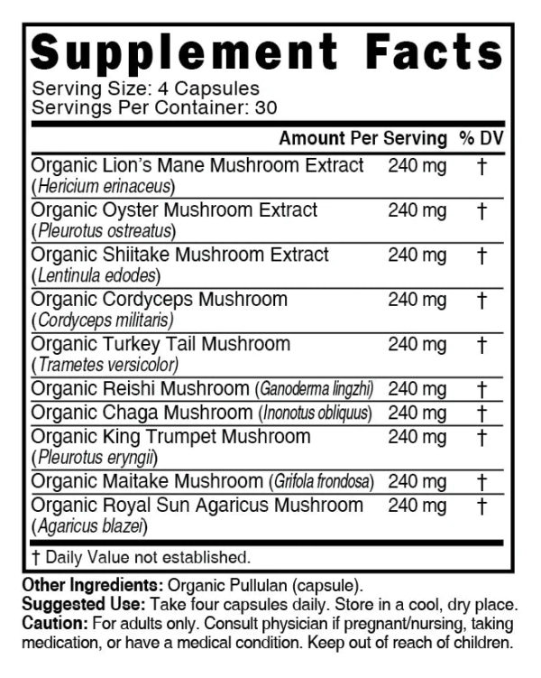 Nutri 10 Mushroom Organic 2400 mg – 120 Count