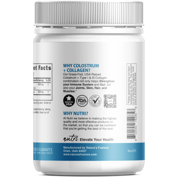 Nutri Colostrum + Collagen 4/8 g Unflavored Powder – 360 g Tub