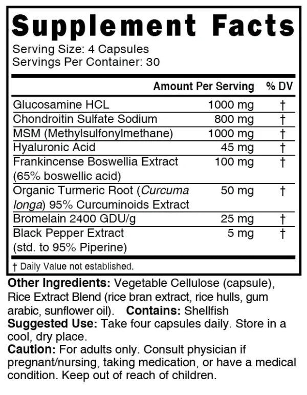 Nutri Glucosamine Chondroitin Complete Joint Complex w/ MSM+ 3025 mg – 120 Count