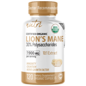 Nutri Lion’s Mane Extract 1900 mg – 120 Count – Organic