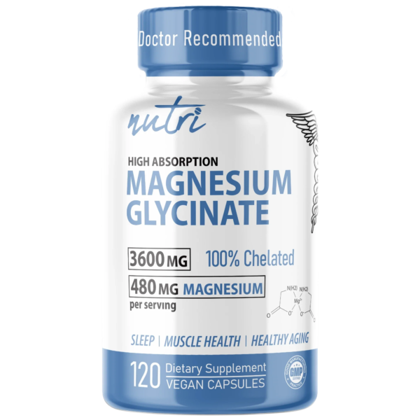Nutri Magnesium Glycinate (High Absorption) 480 mg – 120 Count