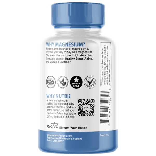 Nutri Magnesium Glycinate (High Absorption) 480 mg – 120 Count