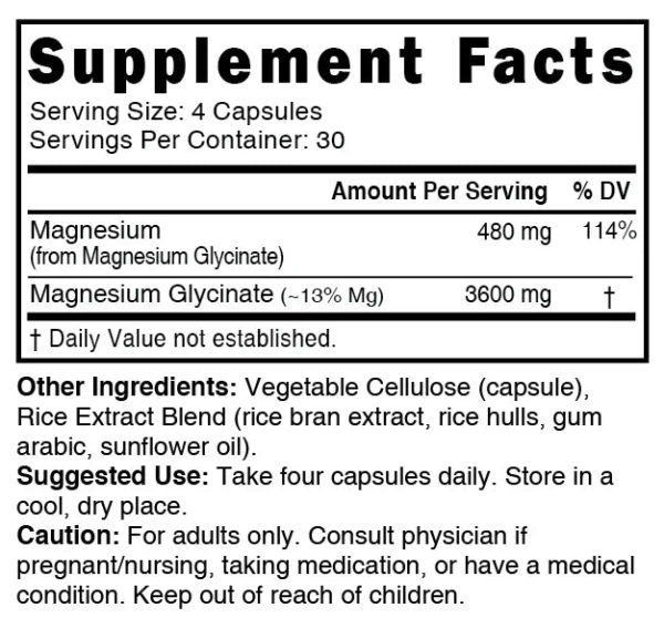 Nutri Magnesium Glycinate (High Absorption) 480 mg – 120 Count