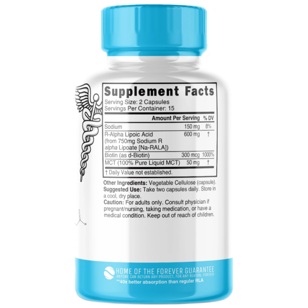 Nutri R Lipoic Acid+ R-ALA (Stabilized Na-RALA with Biotin) 600 mg – 30 Count