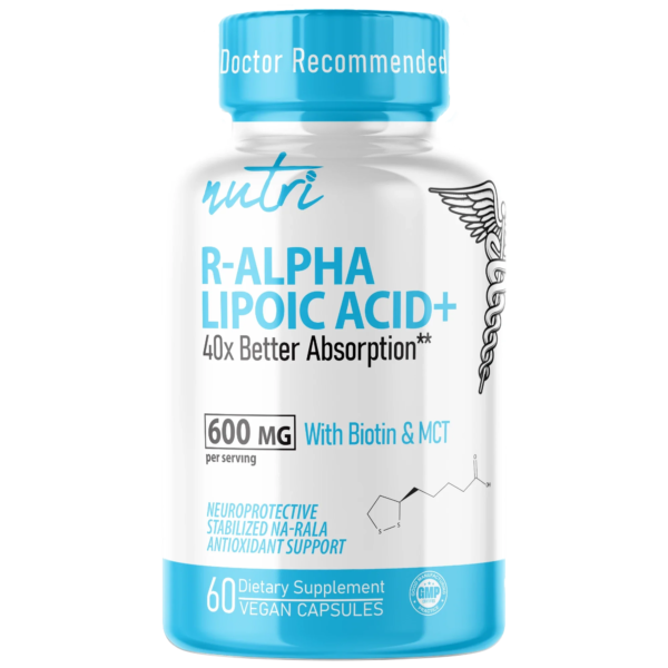 Nutri R Lipoic Acid+ R-ALA (Stabilized Na-RALA with Biotin) 600 mg – 60 Count