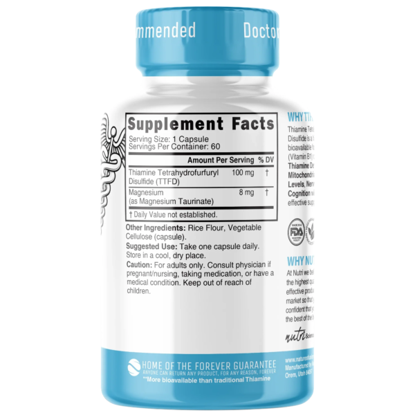 Nutri TTFD Thiamine B1 100 mg – 60 Count