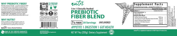 Nutri Prebiotic Fiber Complex 7 g Unflavored Powder – 255 g Tub