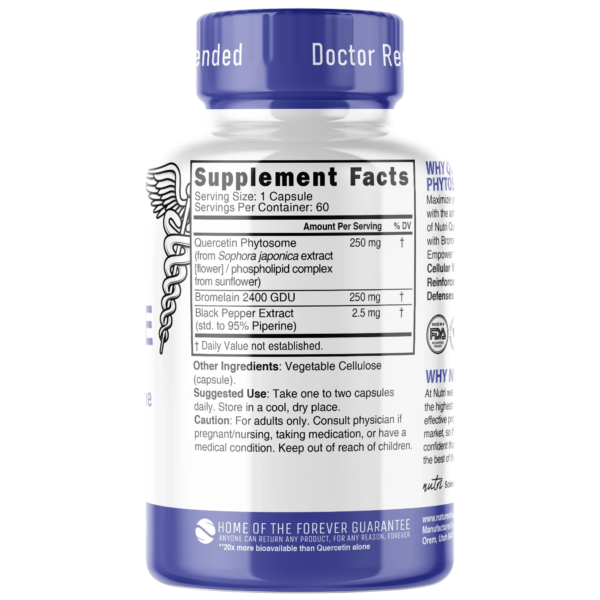 Nutri Quercetin+ (Quercetin Phytosome + Bromelain with Piperine) 500 mg – 60 Count