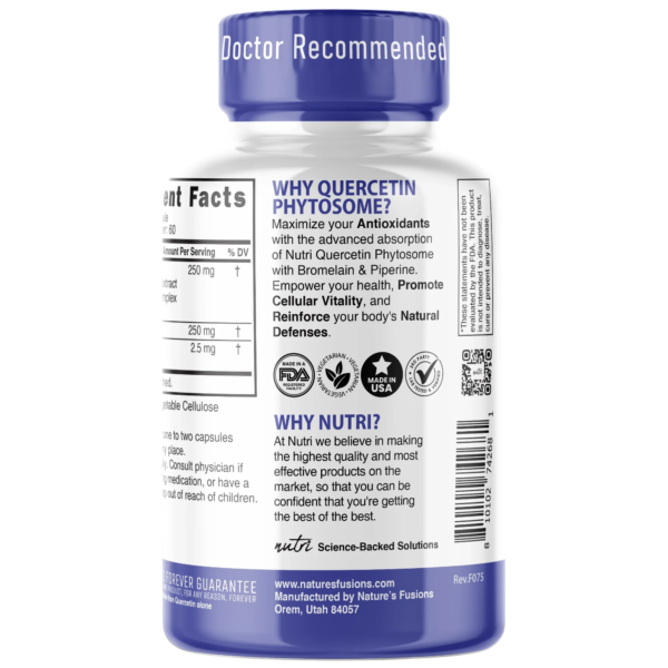 Nutri Quercetin+ (Quercetin Phytosome + Bromelain with Piperine) 500 mg – 60 Count