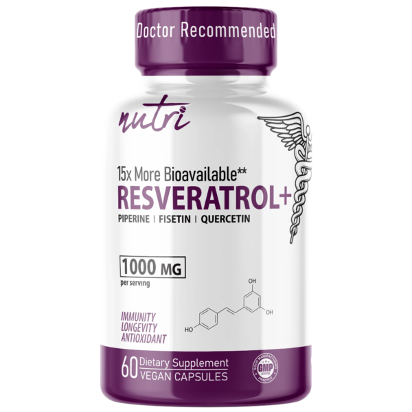 Nutri Resveratrol+ Complex with Black Pepper & Fisetin 1000 mg – 60 Count