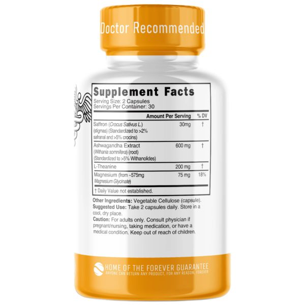Nutri Saffron + Ashwagandha Complex with L-Theanine & Magnesium Glycinate – 60 Count