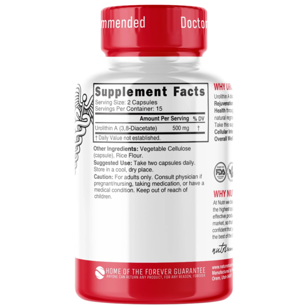 Nutri Urolithin A (3,8 Diacetate) 500 mg – 30 Count